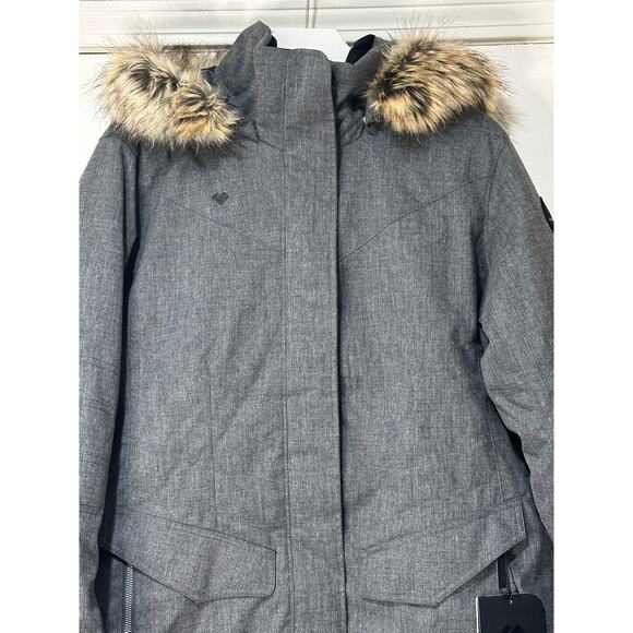 Obermeyer Women's Sojourner Down Jacket Hooded Charcoal Size 14 Regular NWT - Picture 3 of 16